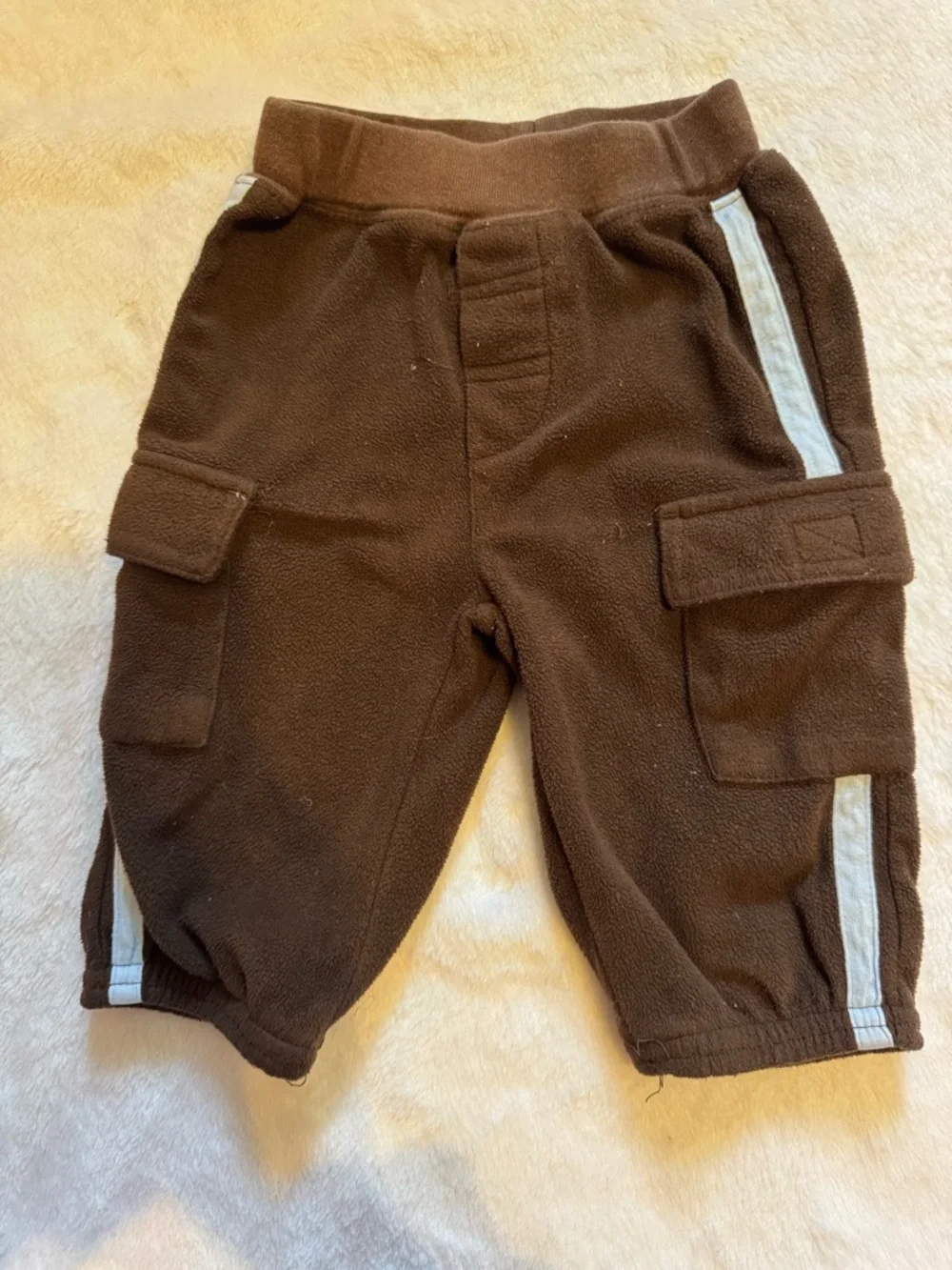 Carter's Brown Fleece Cargo Joggers with White Stripes